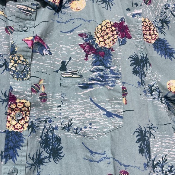 Haggar Men's Button Shirt Short Sleeve Beach‎ Island Aquatic Slim Fit XXL - Picture 3 of 5